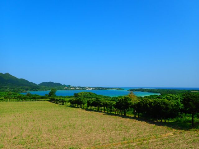 石垣島のドライブの川平湾を望むパーキング